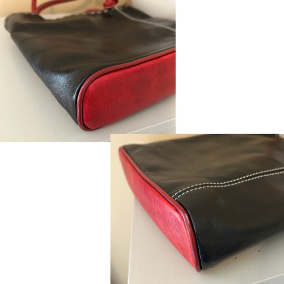 VERA PELLE Made in Italy Black and Red Leather Backpack with Convertible Straps - Picture 8 of 17